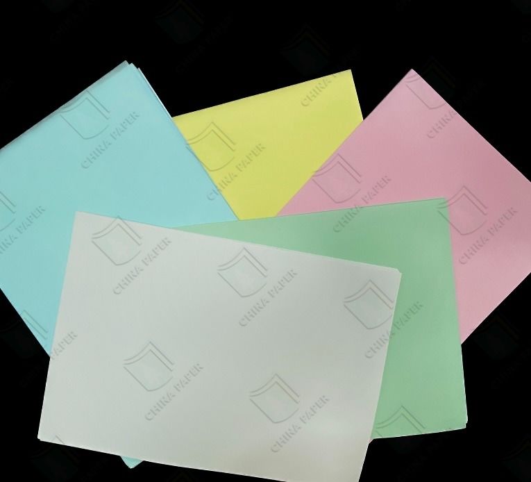 고성능 탄소 없는 종이 55GSM 분홍색 / 노란색 CFB